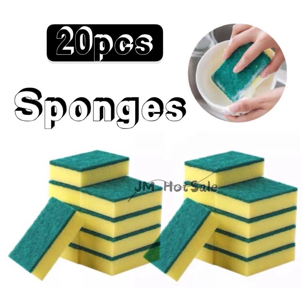 20Pcs) Dishwashing Double-Sided Sponge With Non-Scratch Soft Spongy ...