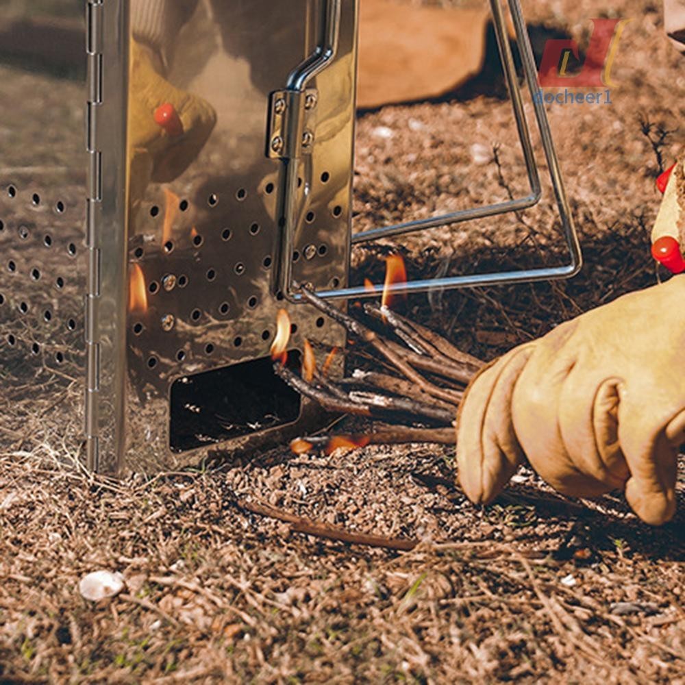 Folding Charcoal Chimney Starter Stainless Steel BBQ Charcoal Grill