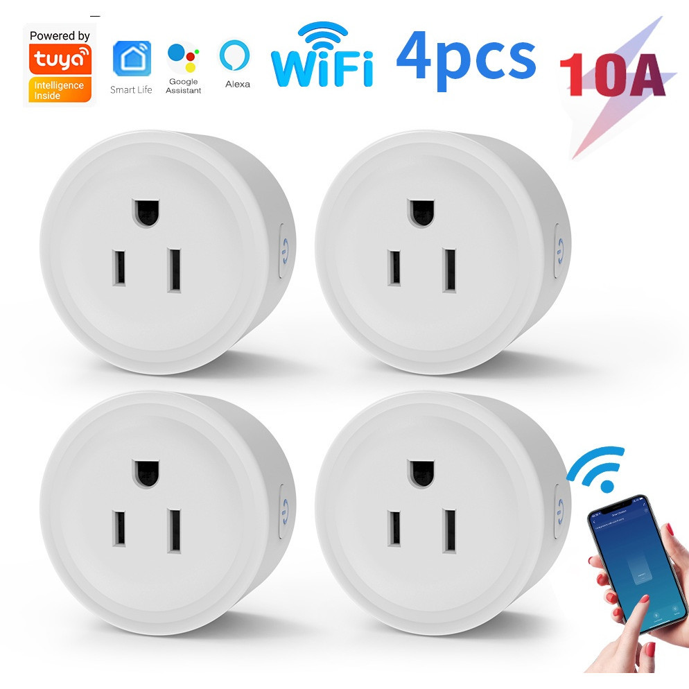 4pcs Tuya WiFi socket Smart socket support Smart Life APP support Alexa ...