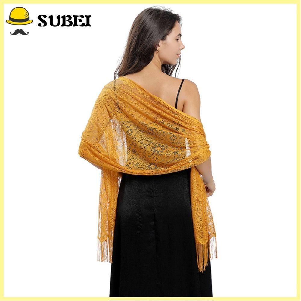 Subei1i Tassel Scarves, Cashew Floral Hollow Lace Shawls And Wraps 