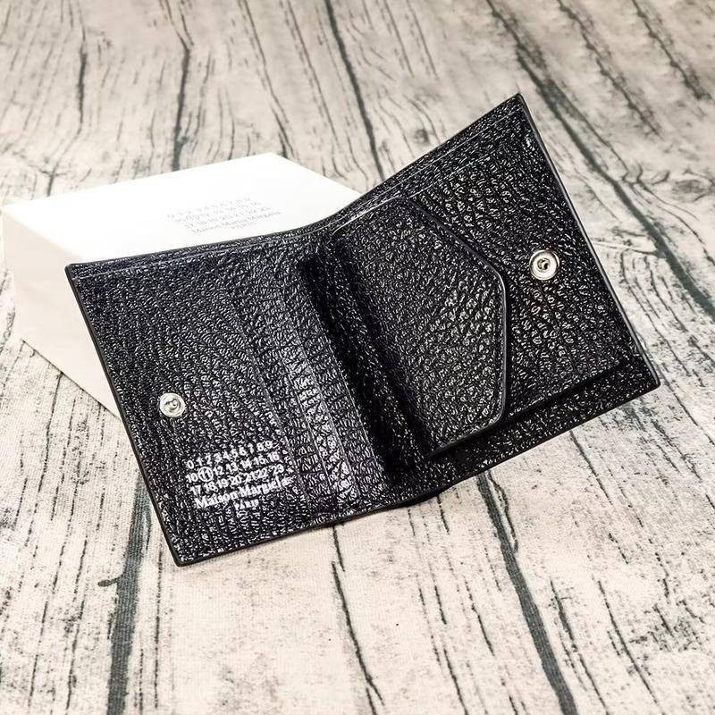 mm6 logo stitching leather folded button wallet | Shopee Philippines