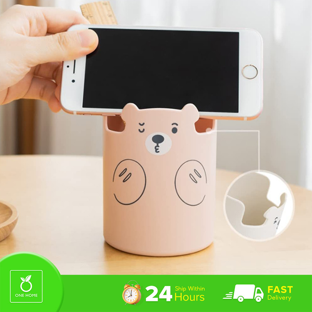 One Home Cute Cartoon Bear Pen Holder Desk Organizer (Random Color ...