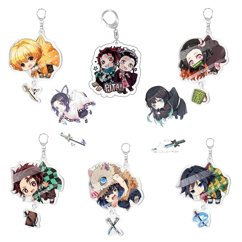 Cute 8-Piece Keychain Set Bag Charm - Demon Slayer Style, Kawaii Goods ...