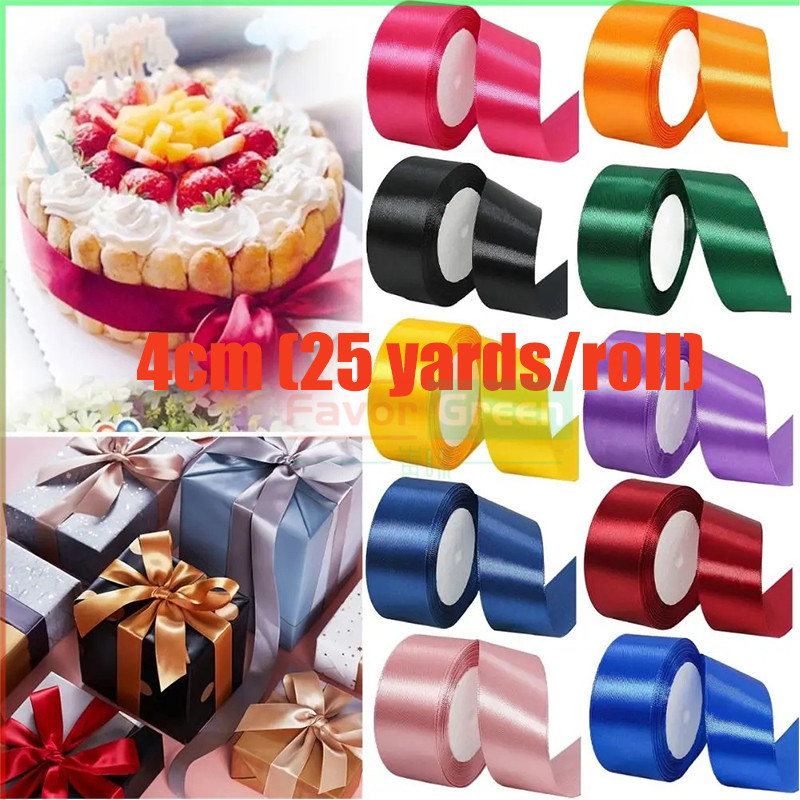 4cm Ribbon, 25 Yards/roll Satin Ribbon Roll Gift Packaging Ribbon ...