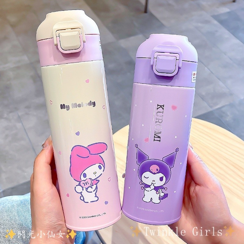 Cute Sanrio 316 Stainless Steel Tumbler With Handle 400/500ml Kuromi ...