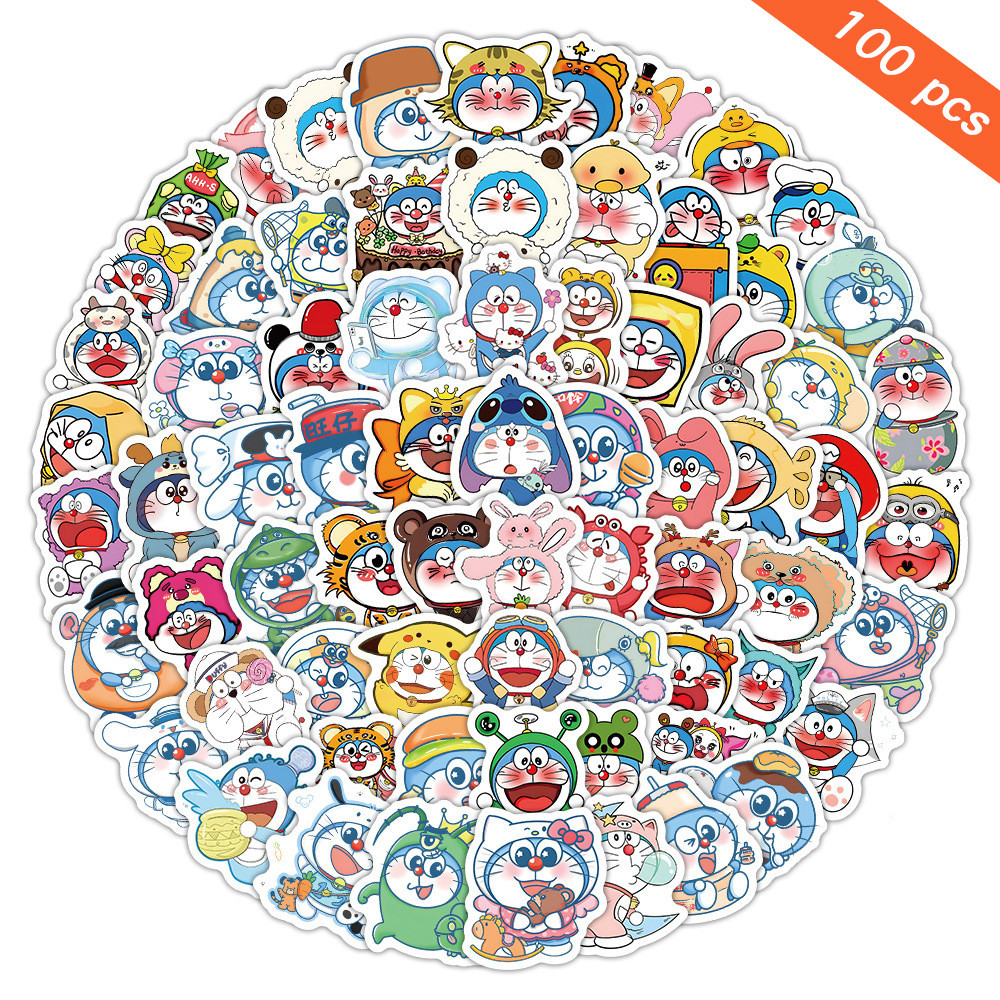 Y&P| Doraemon Stickers Set Cartoon Graffiti Waterproof Decals Pack, 100 ...