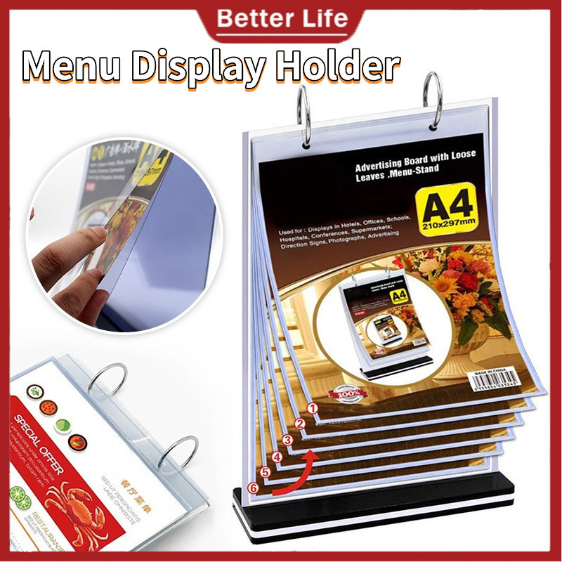 A4/A5 Restaurant Menu Display Stand Shop Promos Holder Acrylic Display ...