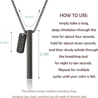 SUKIKI Mindful Breathing Necklace, Stress Relief Stainless Steel ...