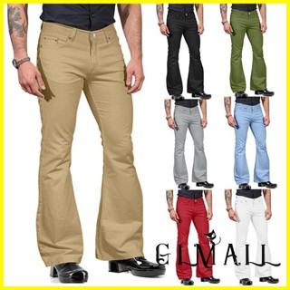 Men Flared Jeans Vintage 70s Bell Bottom Denim Pants Slim Blue Bootcut  Trousers