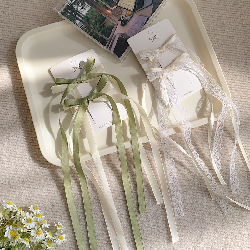 2024 New Sweet Ribbon Bow Hairpin Double Ponytail Streamer Braided ...