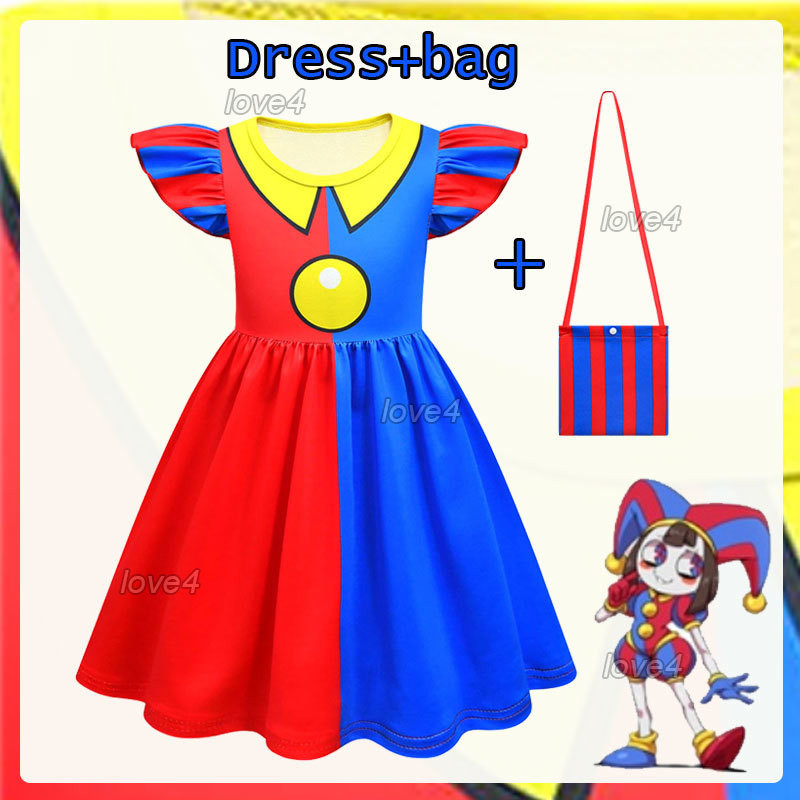 The Amazing Digital Circus Cosplay Dress for Kids Girl with Bag Terno ...