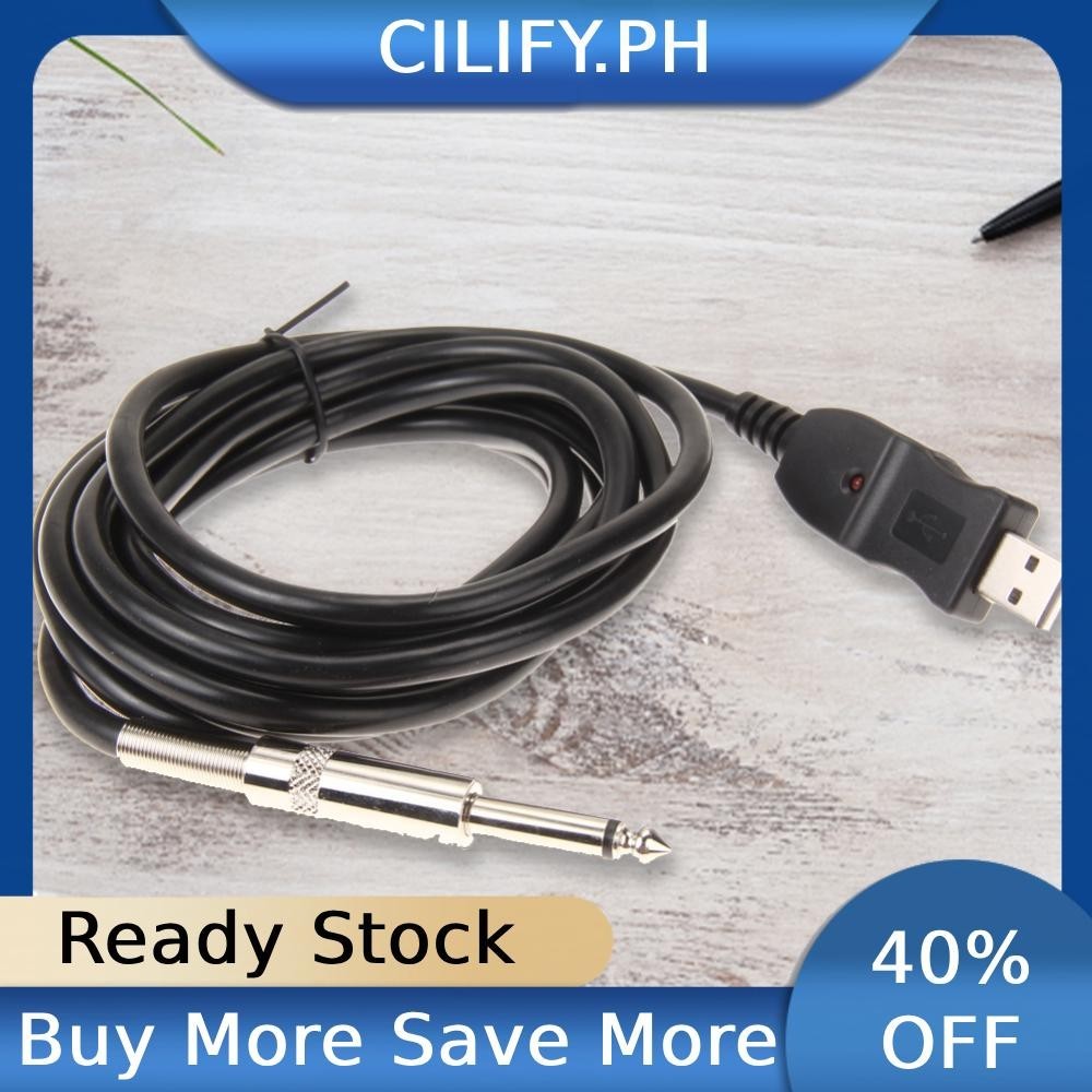 Guitar Bass 1/4'' 6.3mm To USB Link Connection Instrument Cable Adapter ...