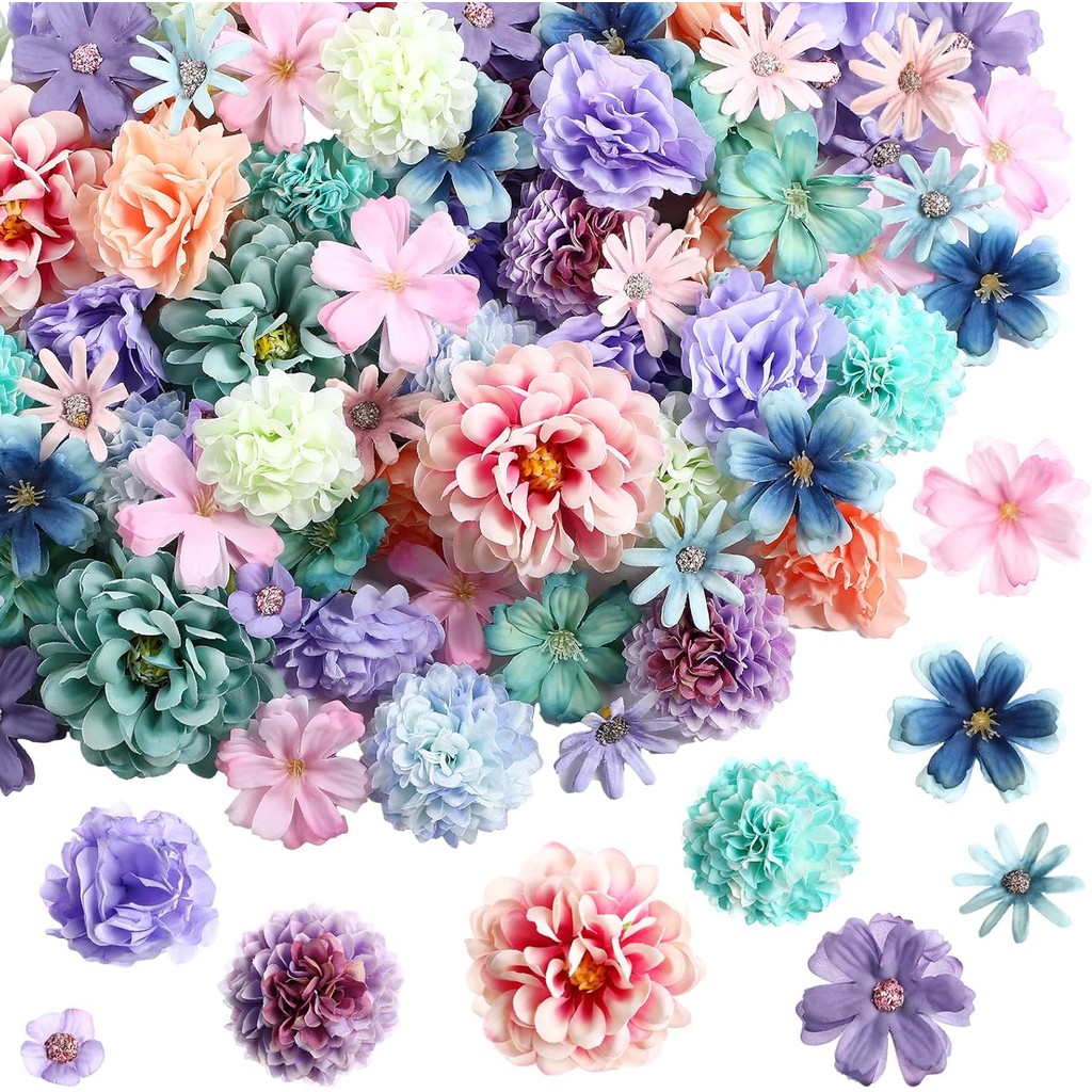 10Pcs/Set Fake Flower Heads For Crafts Mini Silk Flower Heads Faux Rose ...