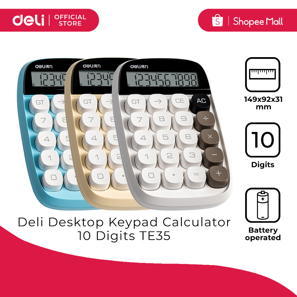 Deli TE35 Desktop Keypad Calculator 10 Digits | Shopee Philippines