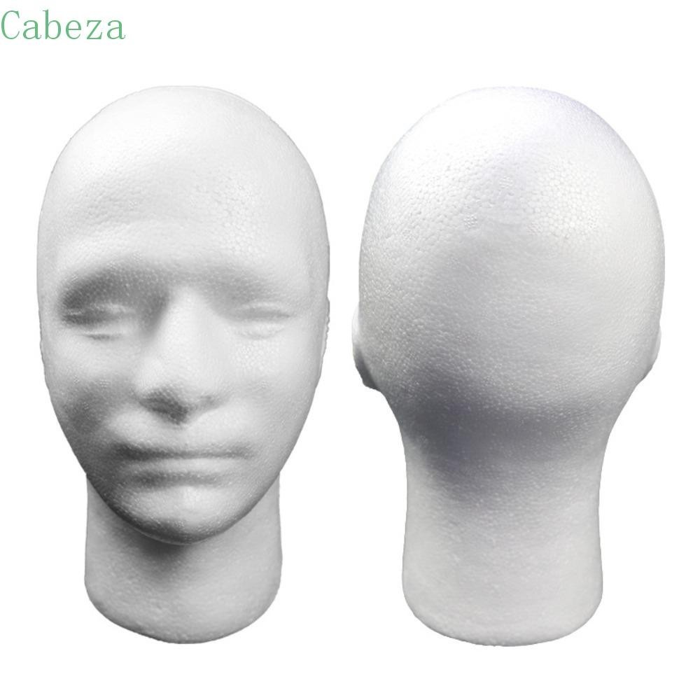 CABEZA Foam Head Model, White Stable Base Male Mannequin Head, Wig Hat