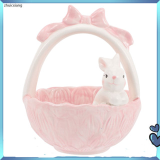 zhuicxiang Easter Basket Hamper Decorations for Home Ceramic Rabbit ...