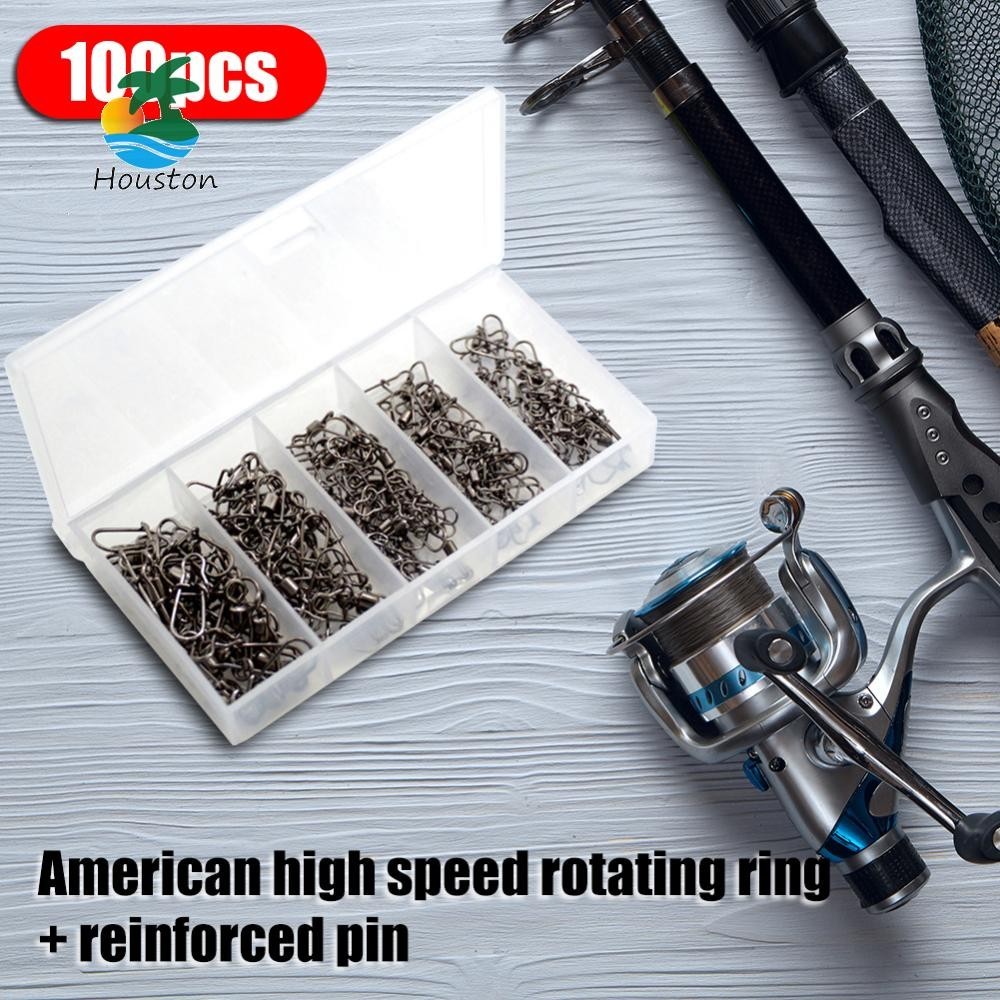 50/100/200Pcs Set Fishing Connector Swivels Interlock Pin Snap Rolling Swivel for Fishhook Lure