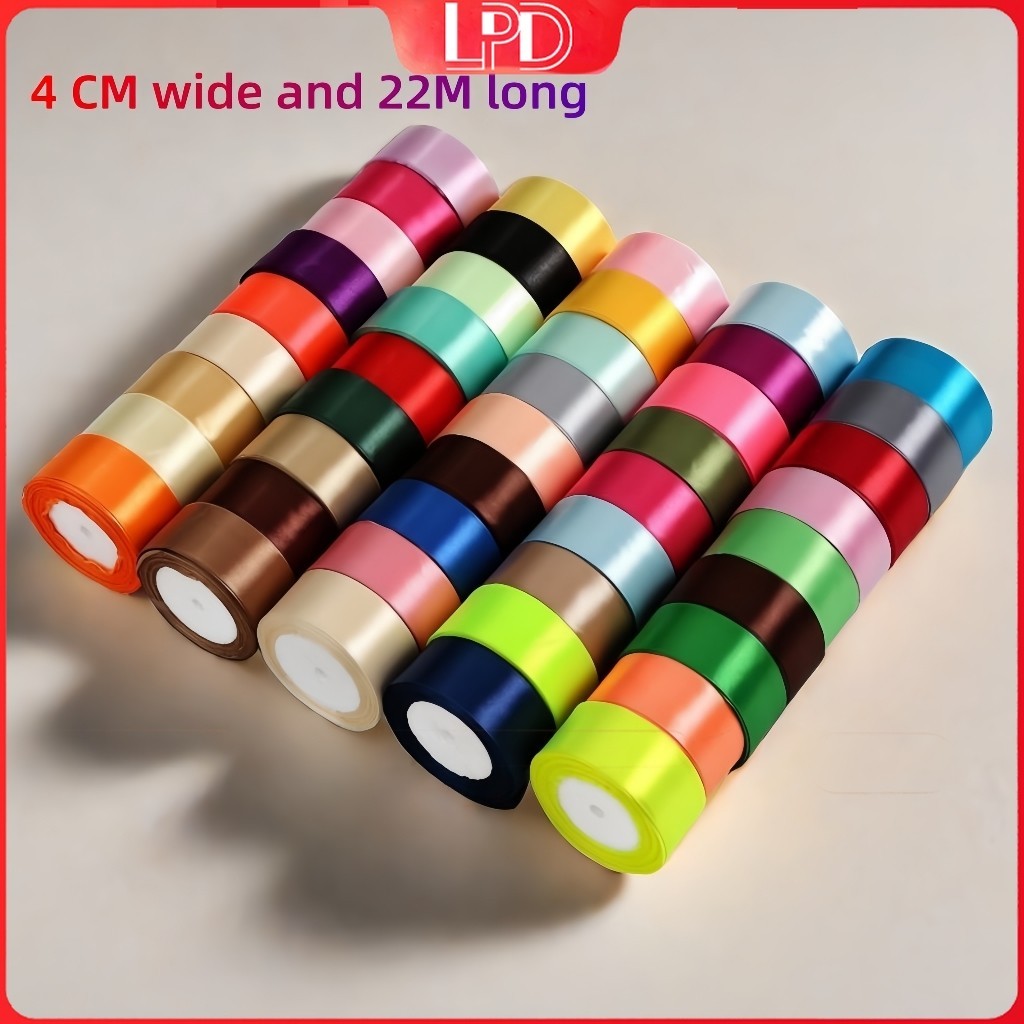 LPD 4cm (25 yards/roll) Satin Ribbon Roll Gift Packaging Ribbon Flower ...