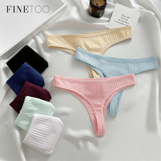 FINETOO 3PCS/Set G-string Panties Waffle Cotton Women's Underwear Sexy  Panties Female Underpants Thong V