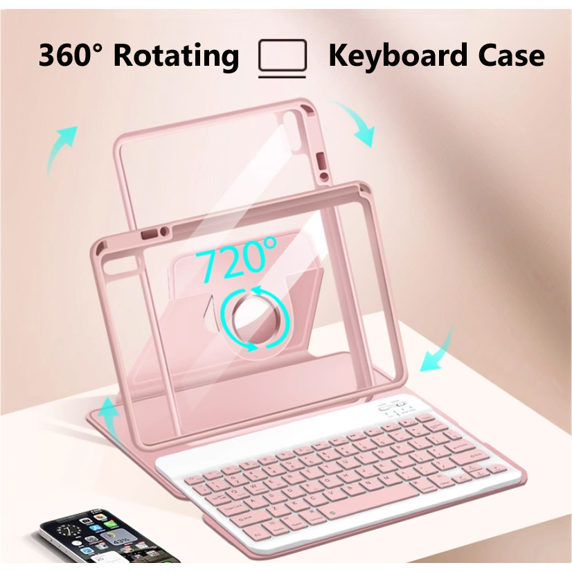 360° Rotating Clear Acrylic Keyboard Case for Samsung Galaxy Tab S6