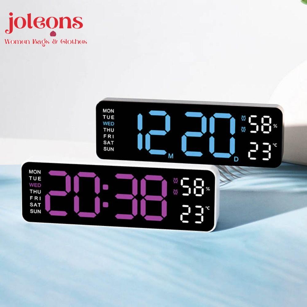 JOLEONS Electronic Wall Clock, Wall-mounted Temperature Digital LED ...
