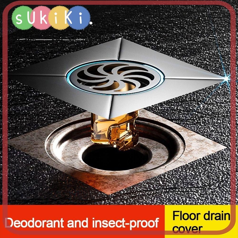 SUKIKI Bathroom Floor Drain, Anti Odor Seal Stopper Drain Cover, Useful ...