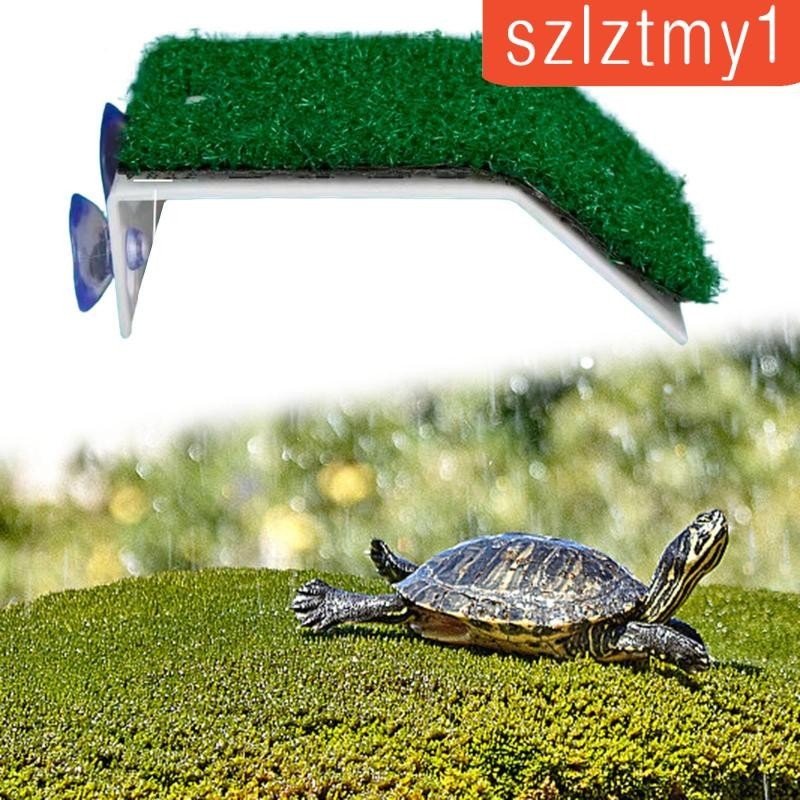 [szlztmy1] Turtle Basking Platform Artificial Grass Turtle Ramp For