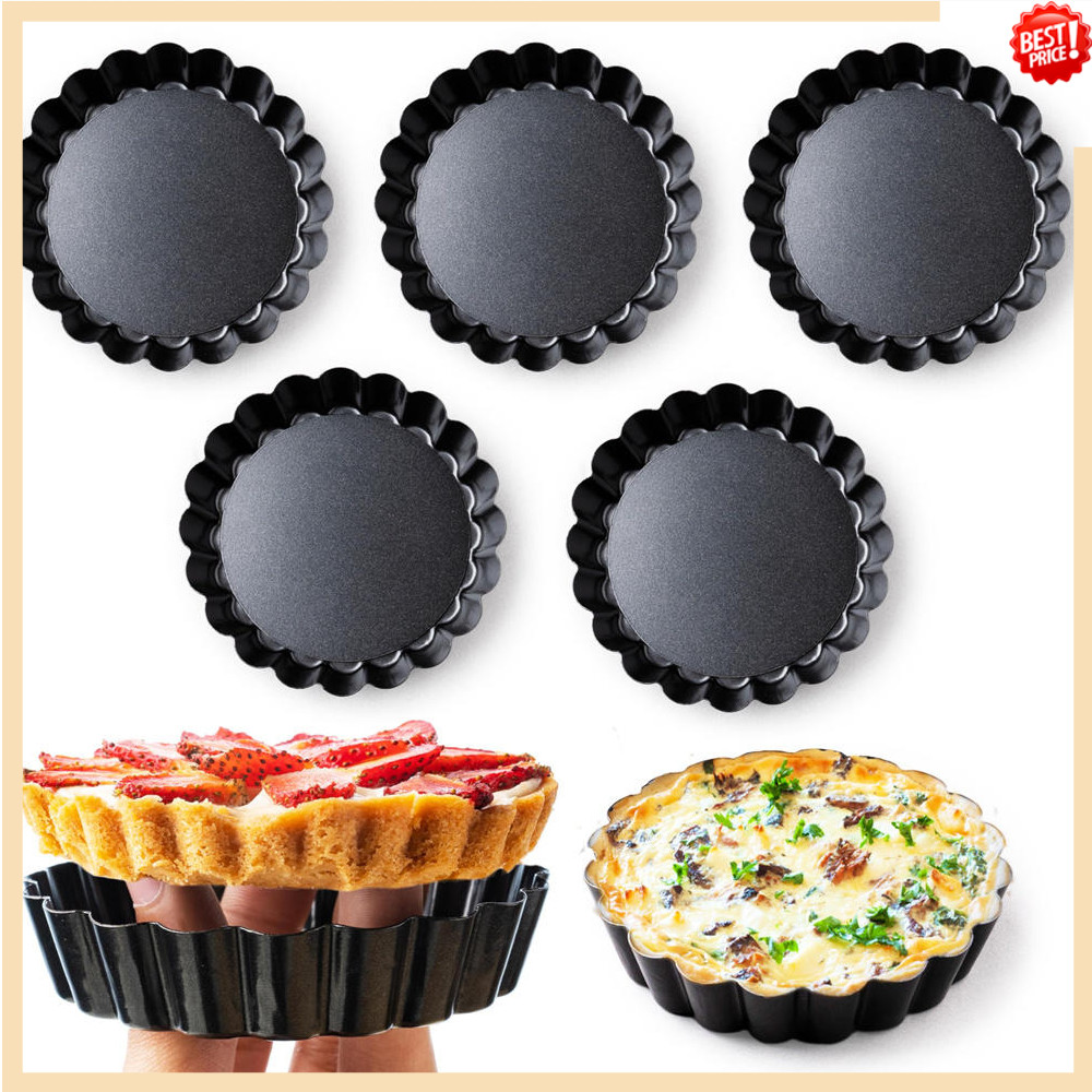 8/10/12cm Mini Tart Pans Egg Tart Molds with Removable Bottom Non Stick