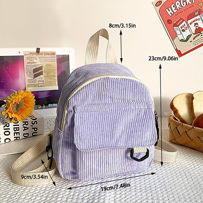 CBS Mini Solid Color Corduroy Backpack Minimalist Small Backpacks For ...