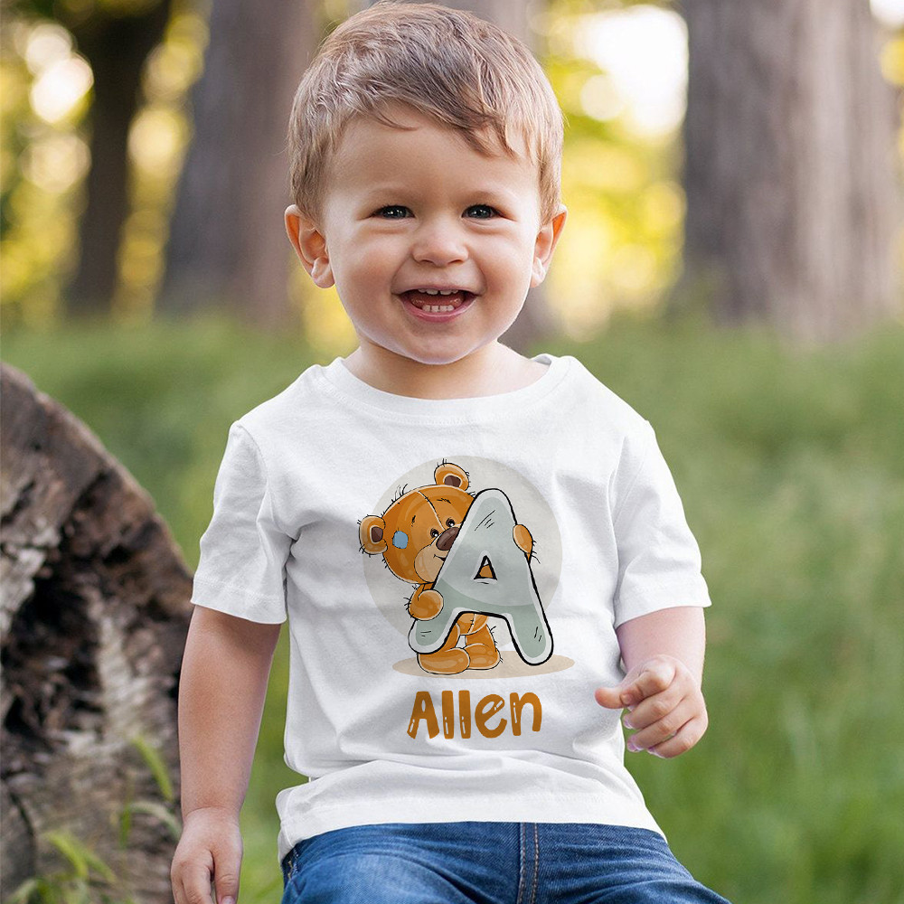 2024 Personalized Birthday A Z Shirt Initial with Name T Shirt Wild Tee Boys Birthday Party T Shirt Cute Bear Clothes Kids Gifts Tops Shopee Philippines