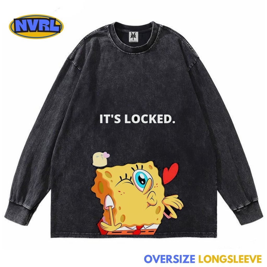 Oversized longsleeve spongebob squarepants its locking washed vintage ...