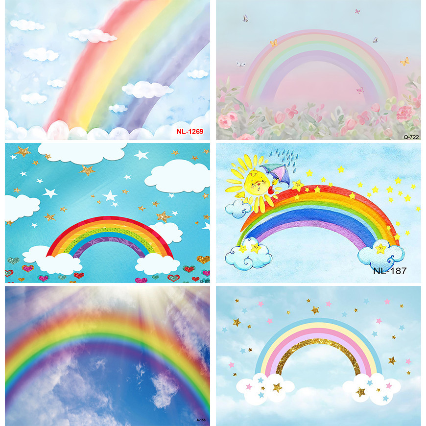 Rainbow Backdrops Photography Baby Shower Boy Girl 1st Birthday Party ...