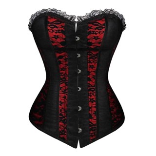 Womens Vintage Brocade Plus Size Red Corset And Bustier Shapewear