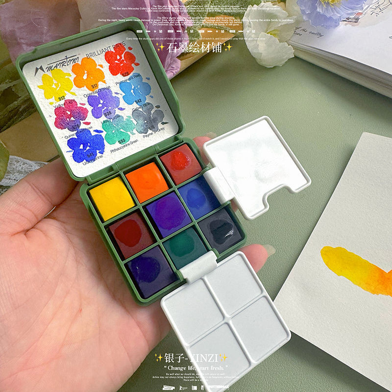 Martini 2024 New Product Ray 9 Colors Travel Watercolor Paint Set Small ...
