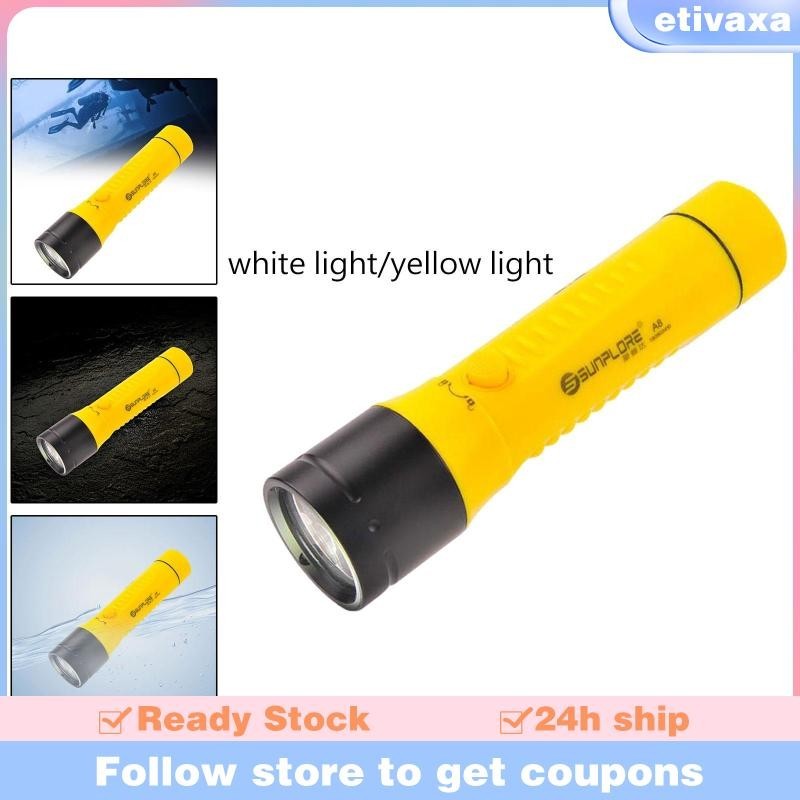 [Etivaxa] Scuba Diving Flashlight Waterproof Men Underwater Light for