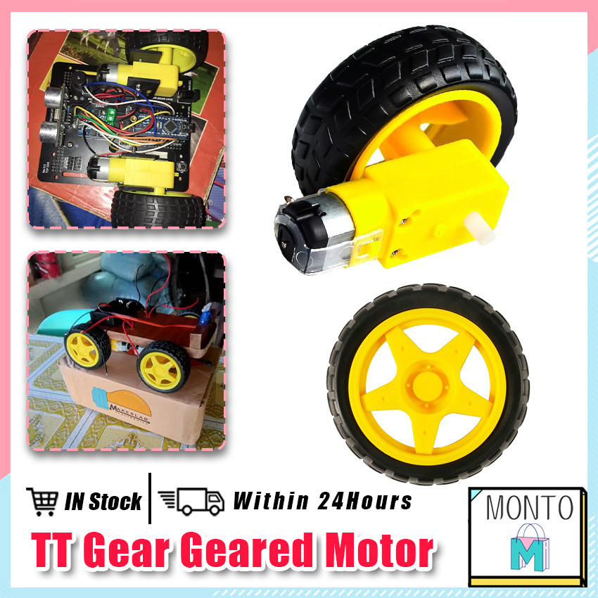 Yellow DC TT Gear Geared Motor & Wheel TT Motor Robot Car Wheels Smart ...