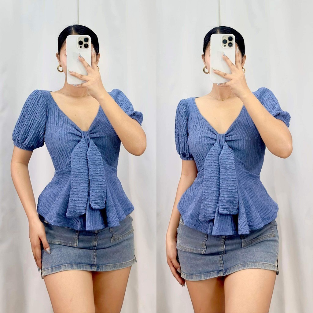 Barb Puff Sleeve Top (Sizes outlet S, M, L Available)