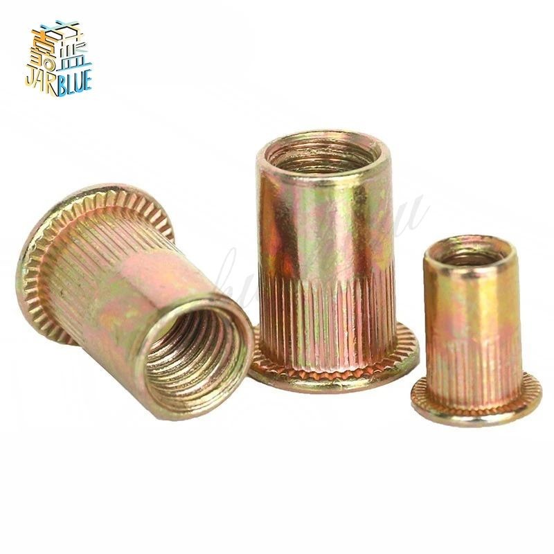 20/100pcs/set M3-M12 Flat Metric Threaded Rivet Nuts Carbon Steel ...