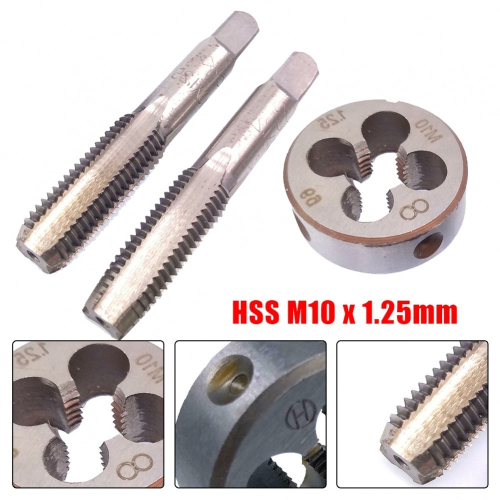 Right Hand M10 x 1 25mm Metric Thread Taper Tap & Die Kit Carbon Steel ...