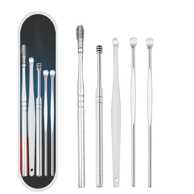 Ear Pick Cleaning Ear Picking Tool Stainless Steel Spiral Ear Pick Set ...