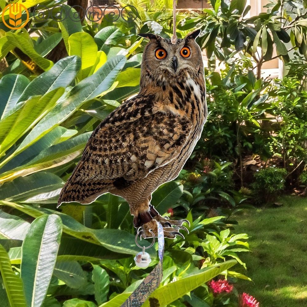 ADAMES Bird Repel Owl Scarecrow, With Bells Rectangle Fake Bird Scare