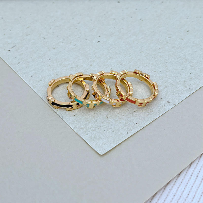 TB minimalist inlaid enamel colored glaze metal ring and ring | Shopee ...