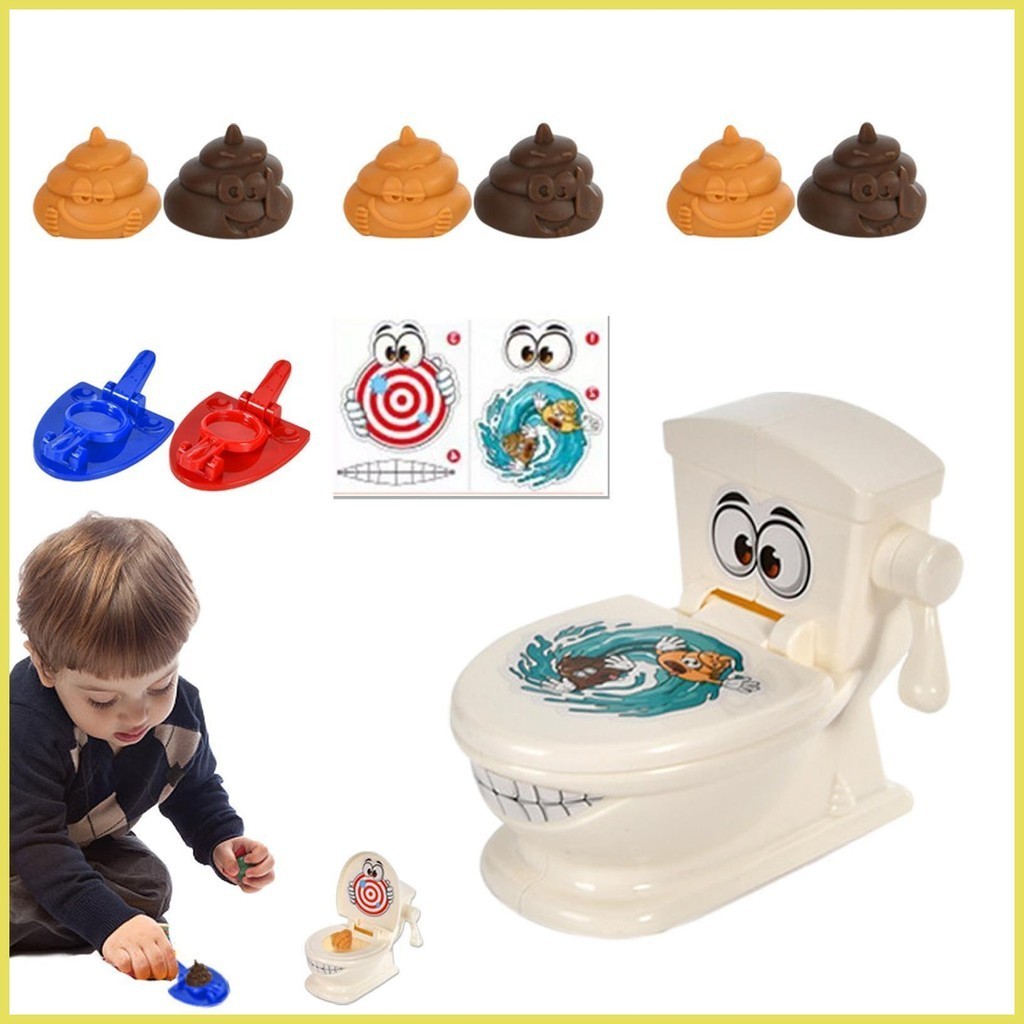 Toilet Bowl Toy Family Poop Launcher Toilet Toy Toilet Poop Game Gags ...