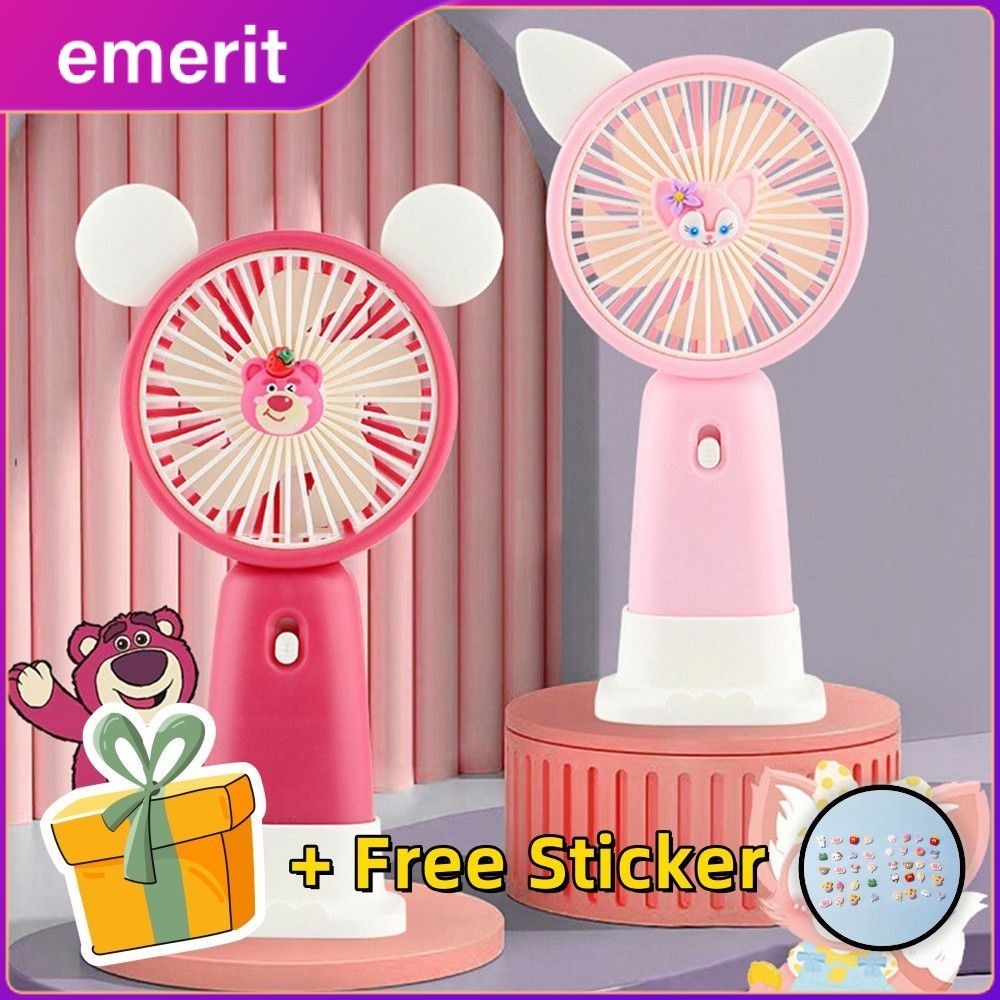 [free Sticker] Strawberry Bear Mini Fan 2-in-1 Portable Usb Charging ...