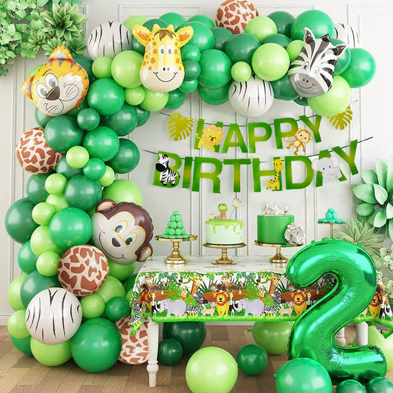 Jungle Safari Theme Party Baloon 1 2 3 Year Old Kids Birthday Balloon ...