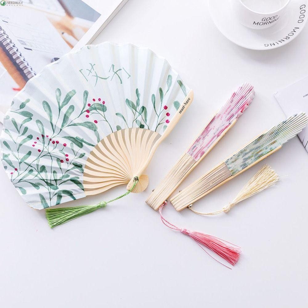 NEEDWAY Folding Fan Artistic Japanese Style Gift Sea Shell Shape Bamboo ...