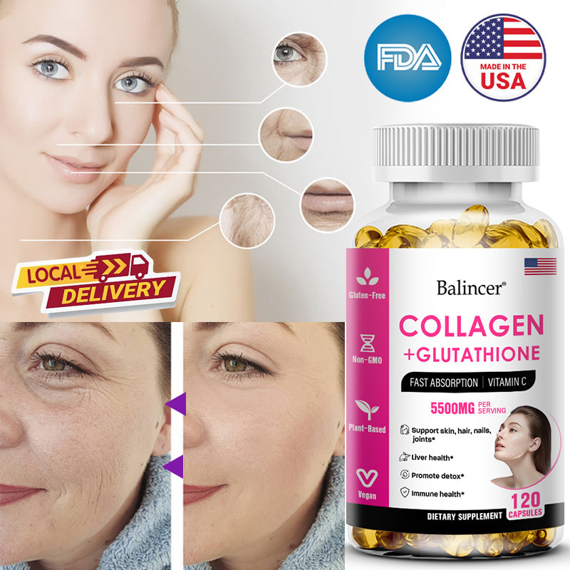 balincer collagen glutathione Promo Capsules - Support skin, hair and nail health. Supports joint and tendon mobility - Contains Specification 30, 60 and 120 - Non-GMO. Gluten free. Vegan Balincer Glutathione Collagen Supplement -