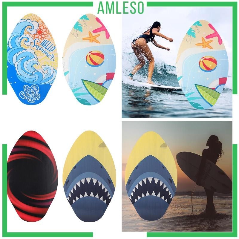 Amleso Summer Skimboard Wooden Skim Board Lightweight Stand Up 30