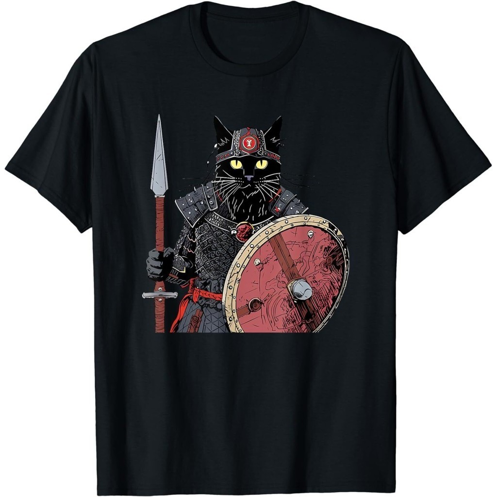 Black Cat Viking Funny Pet Medieval Design Shirt | Shopee Philippines