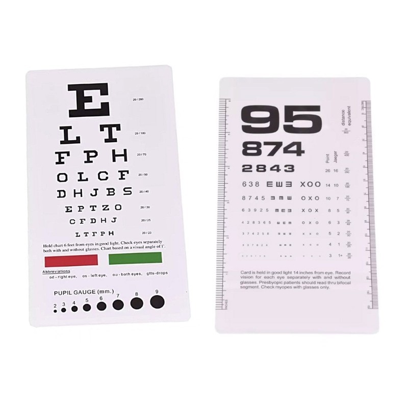 BT Eye Test Chart for Visual Acuity Exam and PD Measurement Double Side ...